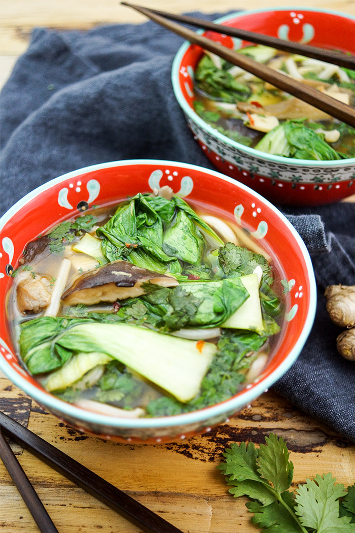 Klassische Asiatische Suppe mit Udon Nudeln Kräuterseitling, Austernpilze oder Shiitake-Pilze und Pak Choy, Vegetarisch, Vegan, Einfache, Schnelle Rezepte aus frischen Zutaten, Elle Republic Klassische Asiatische Suppe mit Udon Nudeln Kräuterseitling, Austernpilze oder Shiitake-Pilze und Pak Choy, Vegetarisch, Vegan, Einfache, Schnelle Rezepte aus frischen Zutaten, Elle Republic