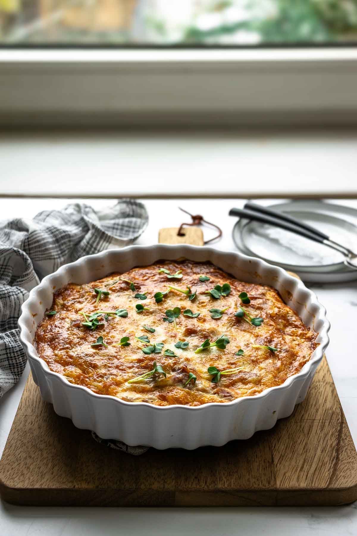 Quiche Rezept mit Spinat, Parmaschinken und Pilzen (ohne Boden)