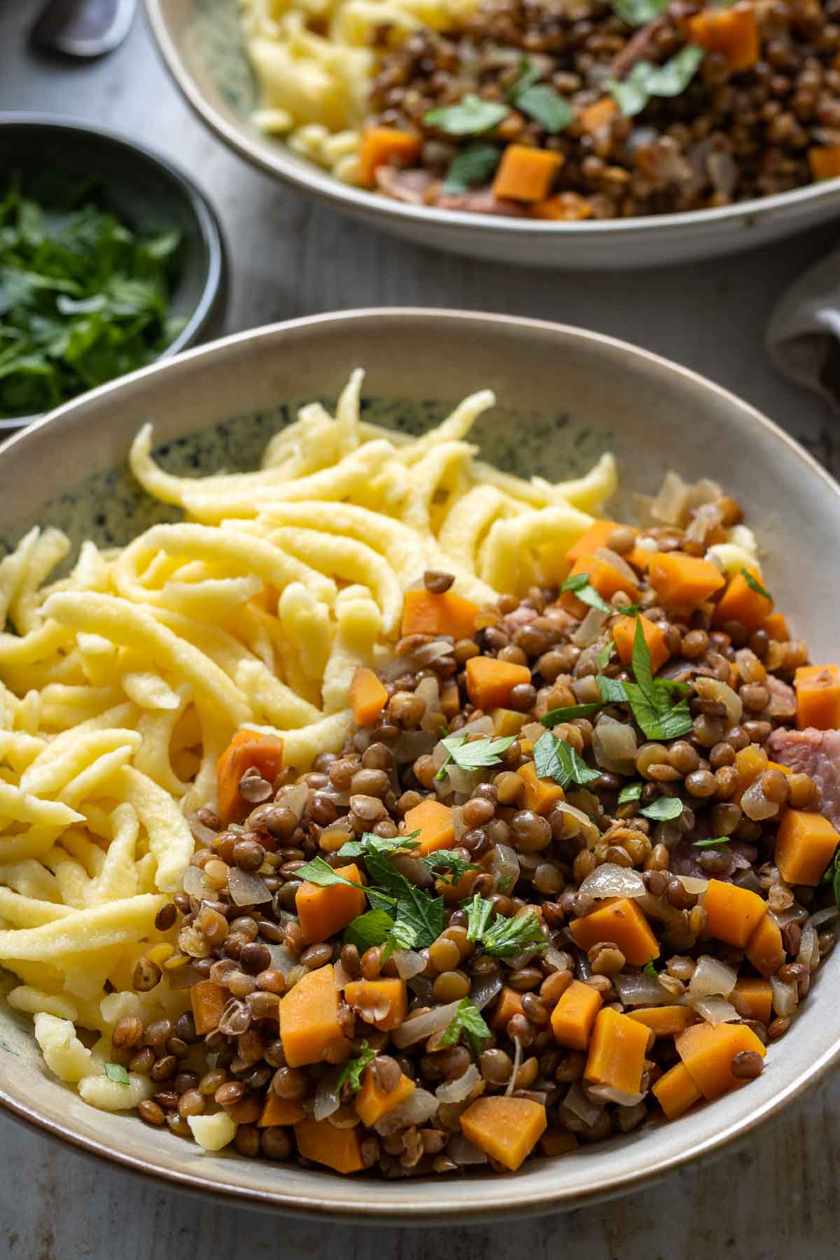 Linsen mit Spätzle