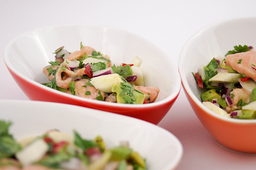 Lachs Ceviche mit Spargel