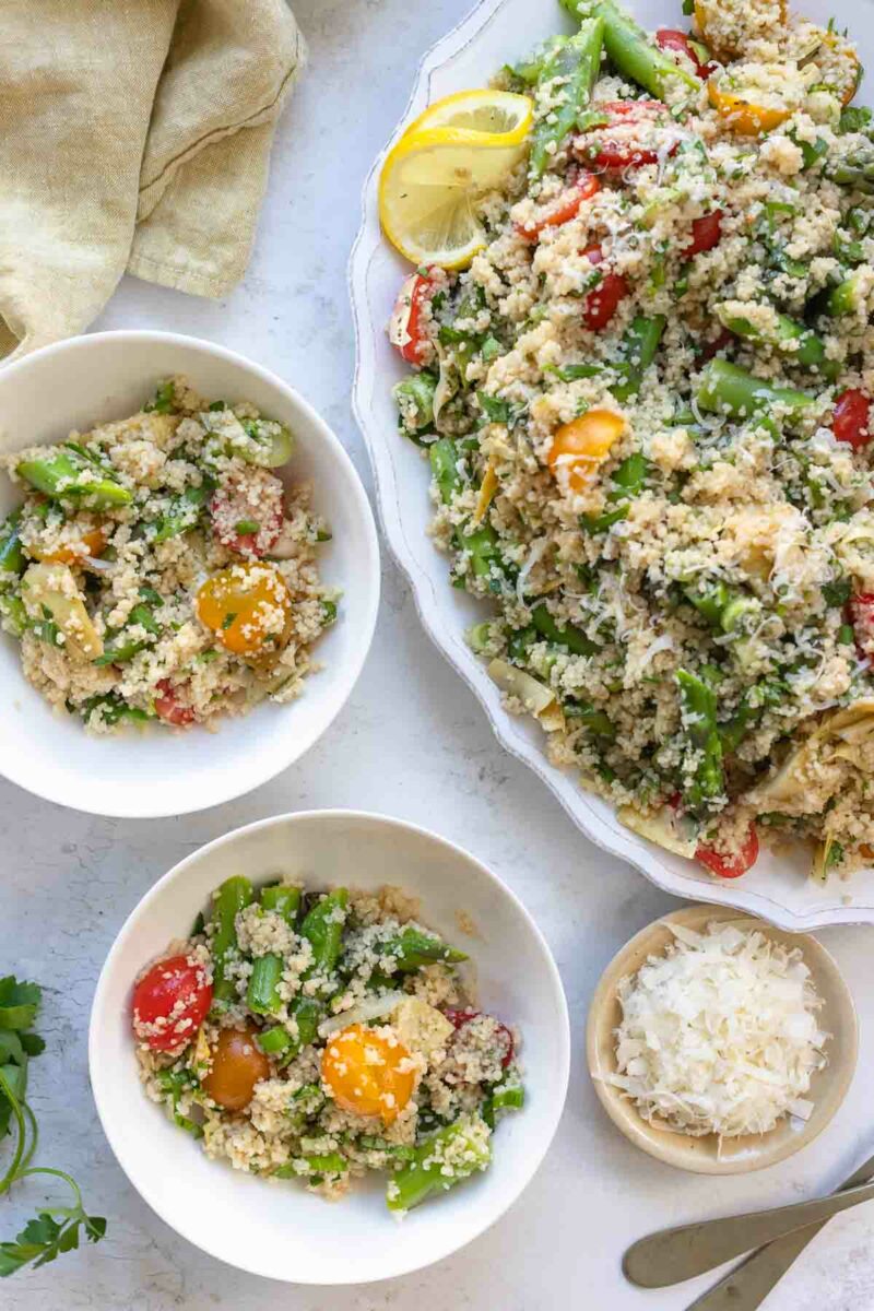 Couscous Salat mit Spargel und Artischocken