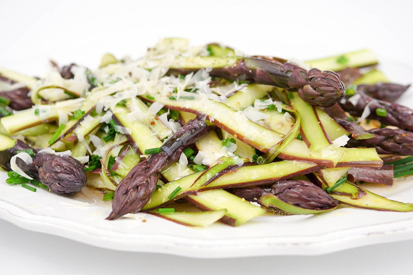 Shaved Viola Asparagus in a Lemon Vinaigrette