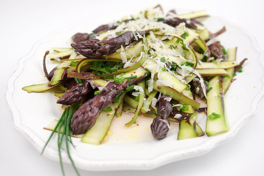 Shaved Viola Asparagus in a Lemon Vinaigrette