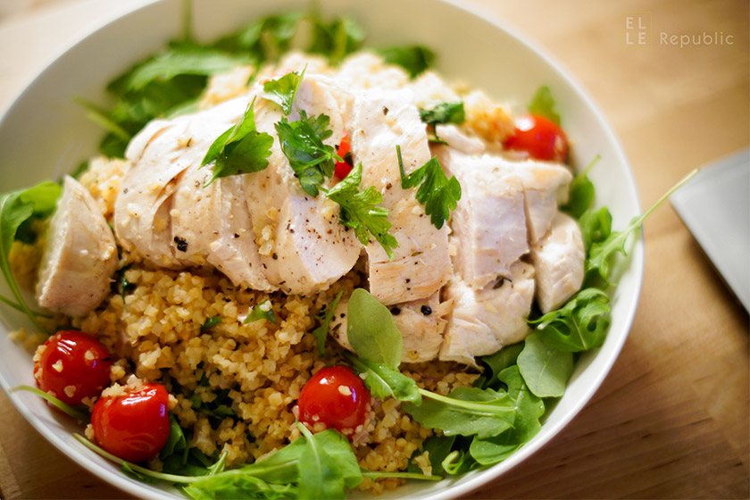 Hühnerbrust mit Bulgur, Tomaten, Zitrone, Kräuter, Gluten, Diät, Abnehmen