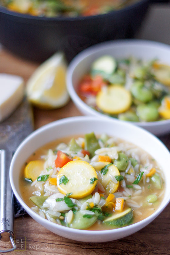 Gemüse Minestrone mit Orzo (Reisnudeln)