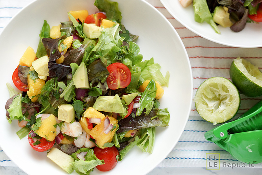 Avocado-Garnelen-Salat mit Koriander Limetten Dressing