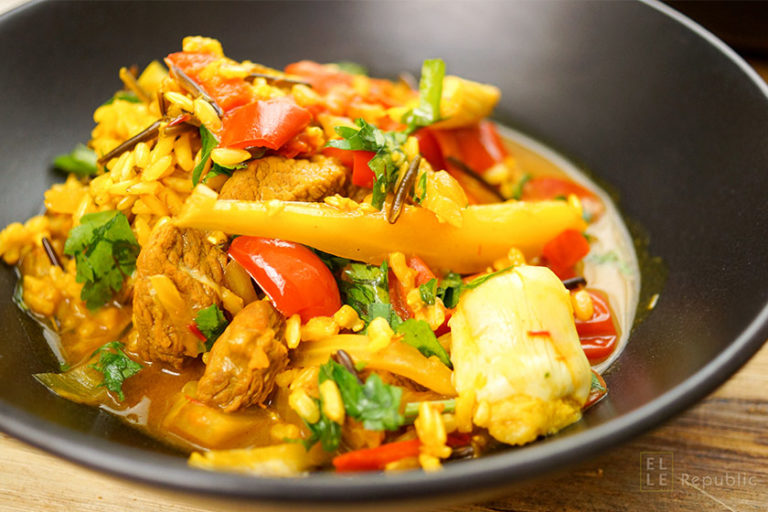 Lamb Paella with Fennel, Artichokes and Tomato