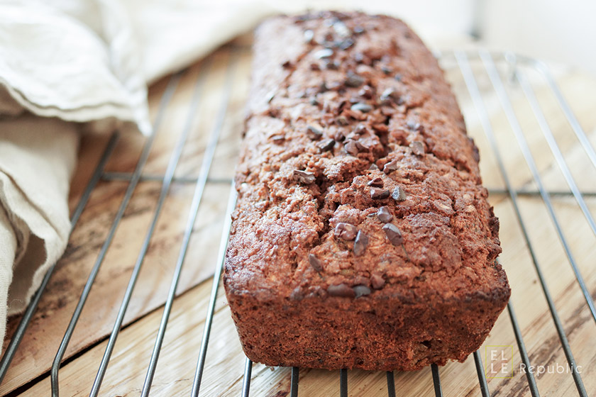 Schoko-Zucchinibrot glutenfrei mit Leinsamen, Vollkornmehl, Kakao Nibs