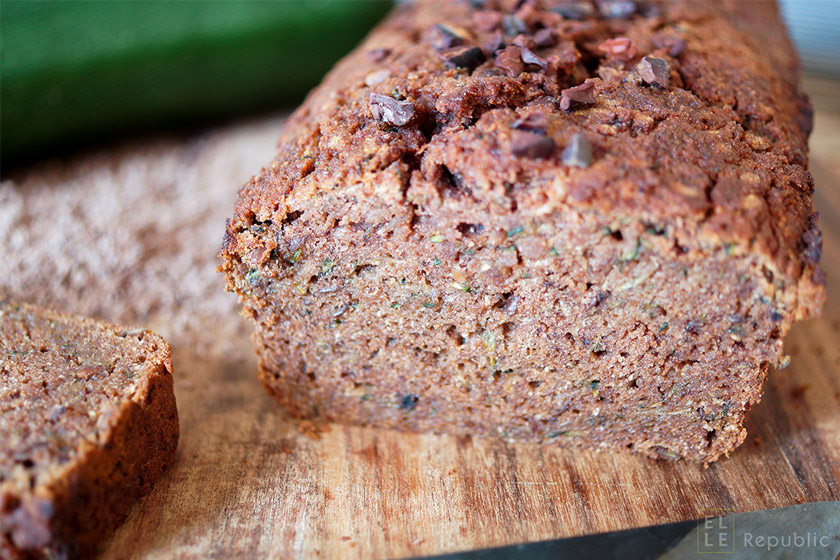 Schoko-Zucchinibrot glutenfrei mit Leinsamen, Vollkornmehl, Kakao Nibs