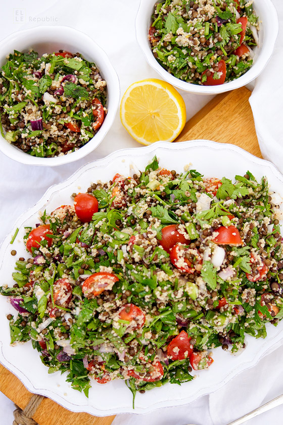 Linsen-Krauter-Salat mit Bulgur, Vegetarisch, Vegan, Tabouleh Rezept