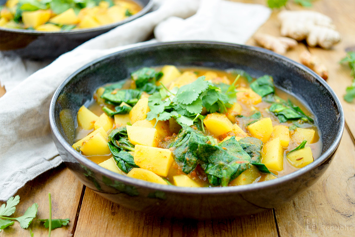 Kartoffel-Spinat-Curry Rezept, vegan, vegetarisch, glutenfrei, gesund und einfach
