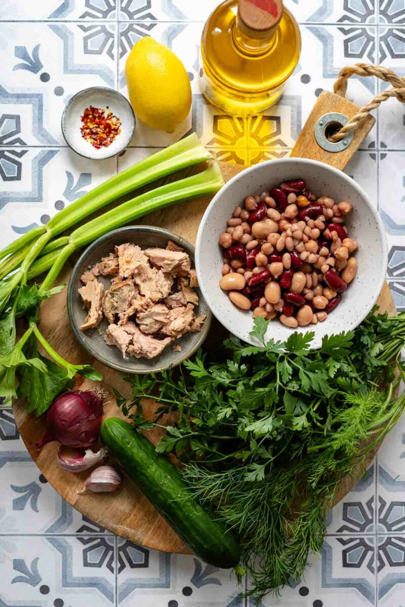 Zutaten für Thunfisch-Bohnen-Salat
