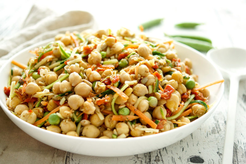 Vegan Chickpea Salad with Carrots and Zucchini