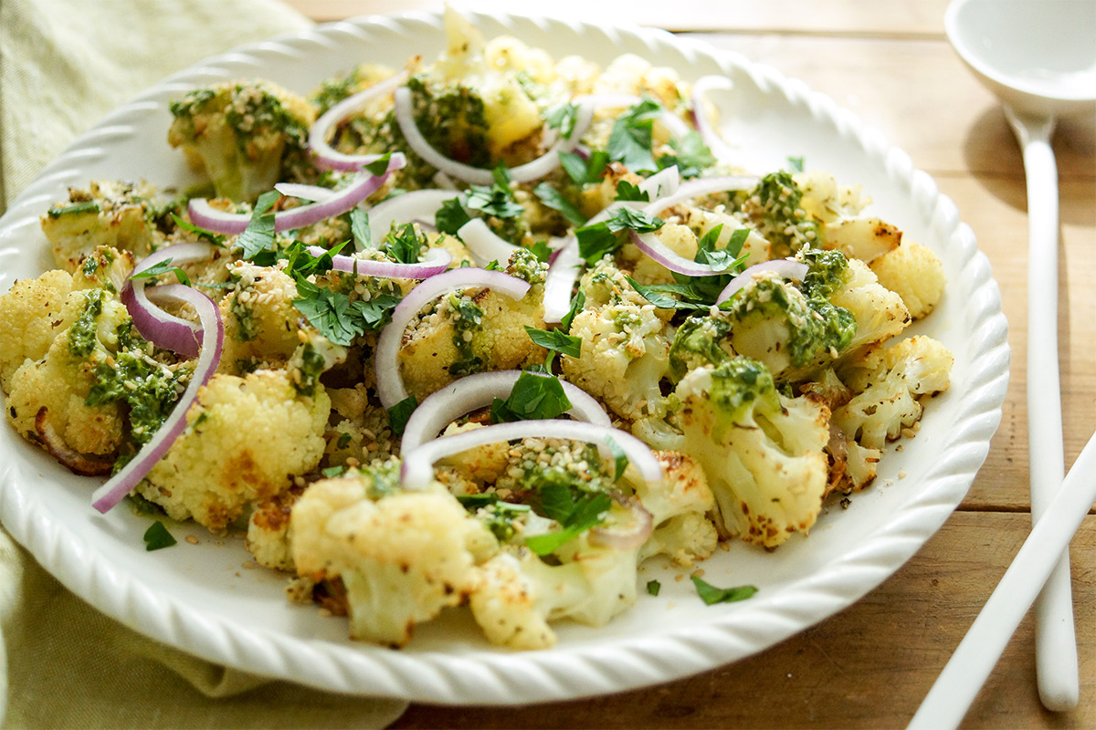 Za’atar Roasted Cauliflower with Lemon-Parsley Dressing