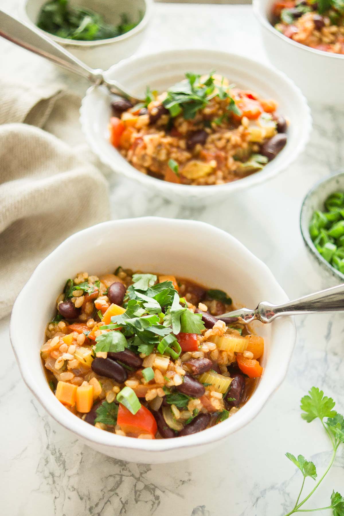 kreolisches Gemüse Jambalaya (Reiseintopf) mit Kidney Bohnen