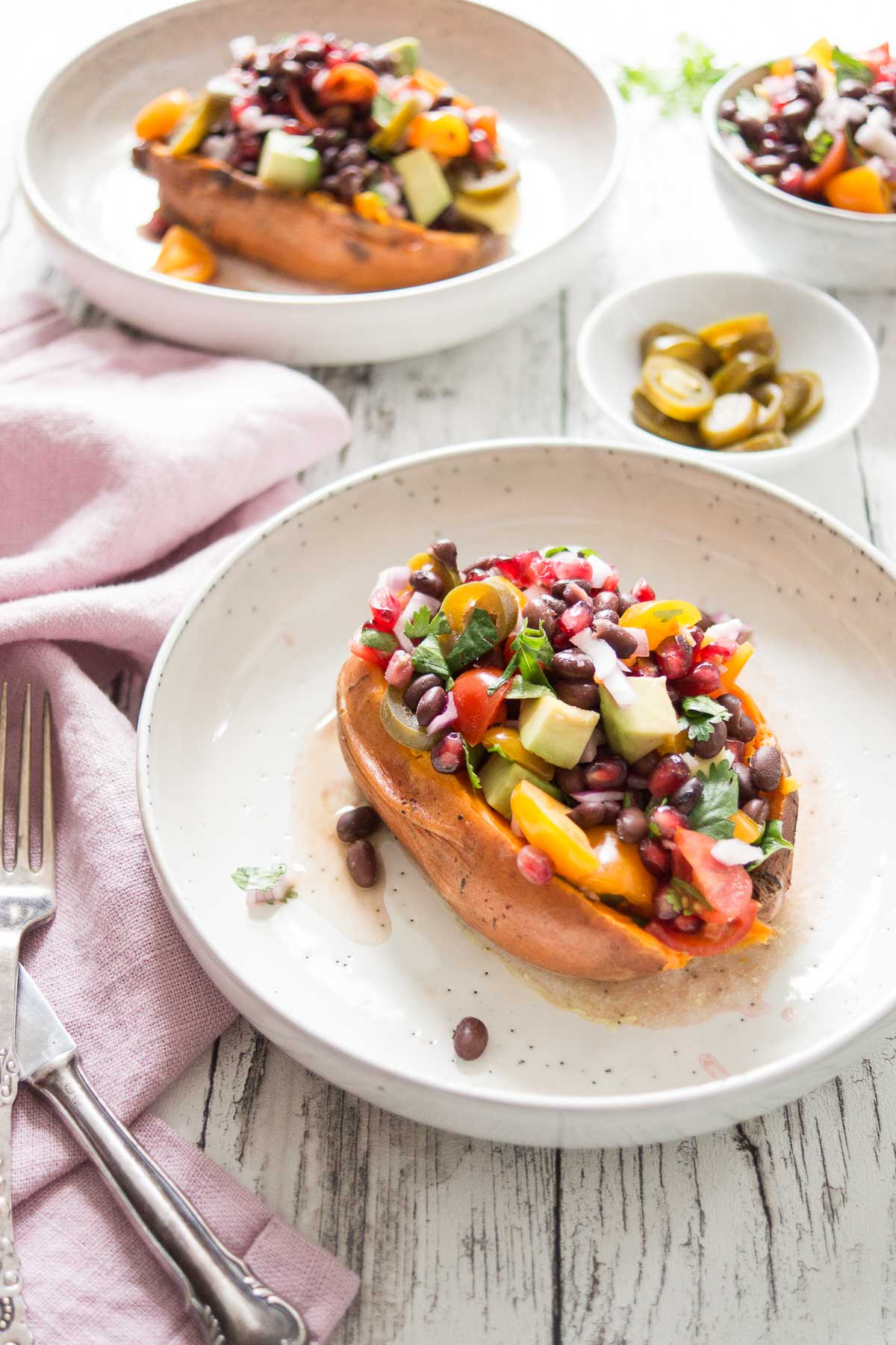 Sweet Potato Kumpir with Black Bean Salsa