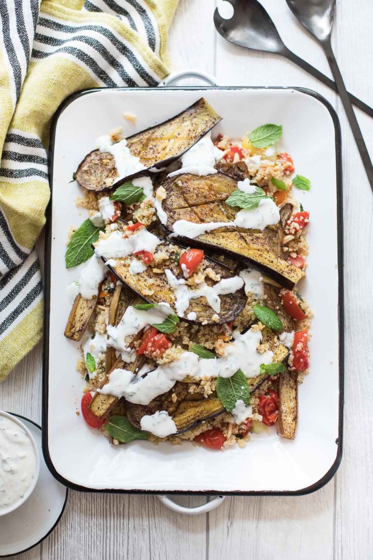 Sumac Roasted Eggplant and Tomatoes with Quinoa