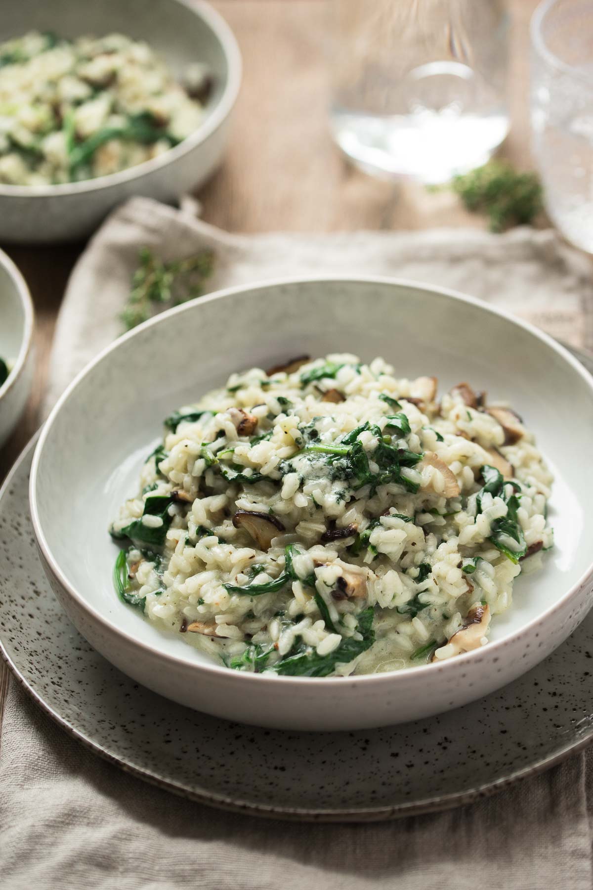 Shiitake Pilze Risotto mit Blauschimmelkäse