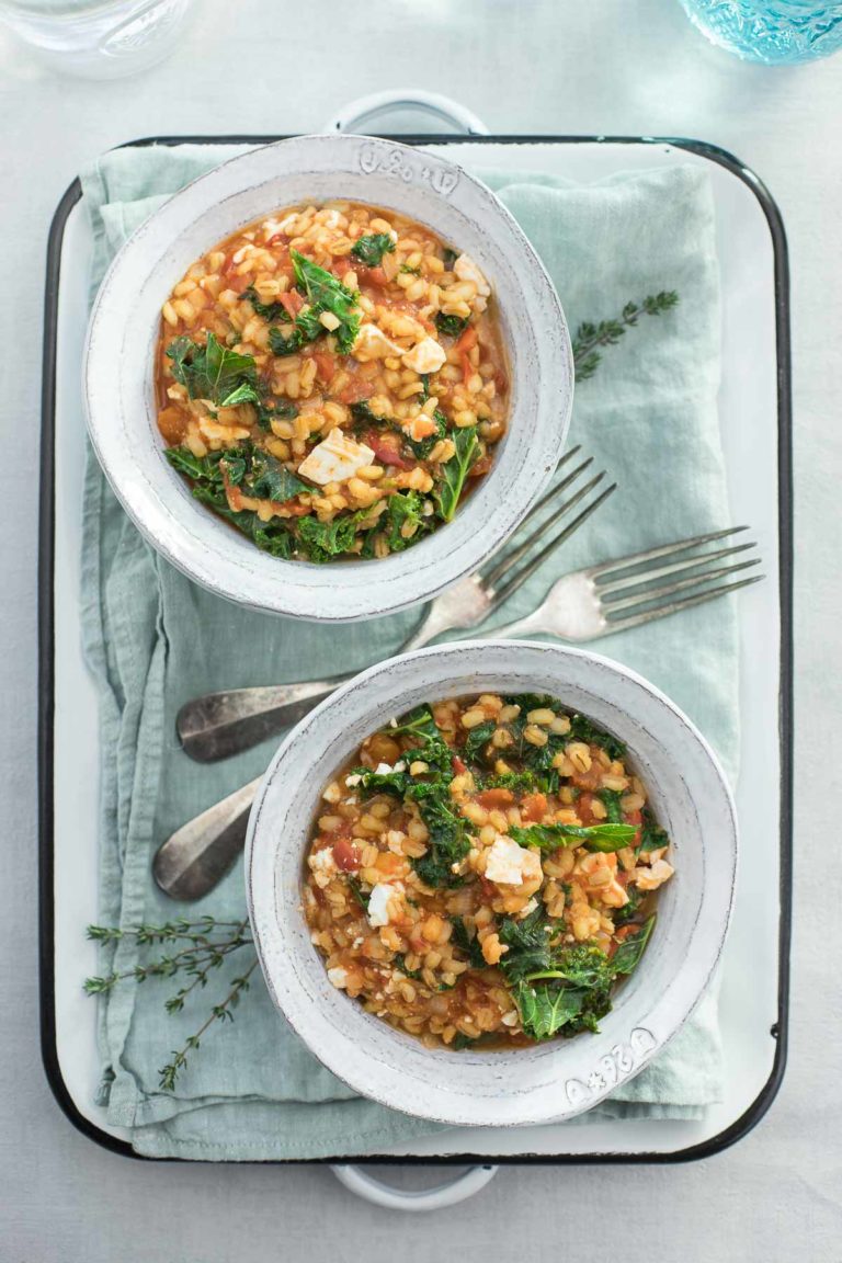 Barley Risotto with Feta and Kale