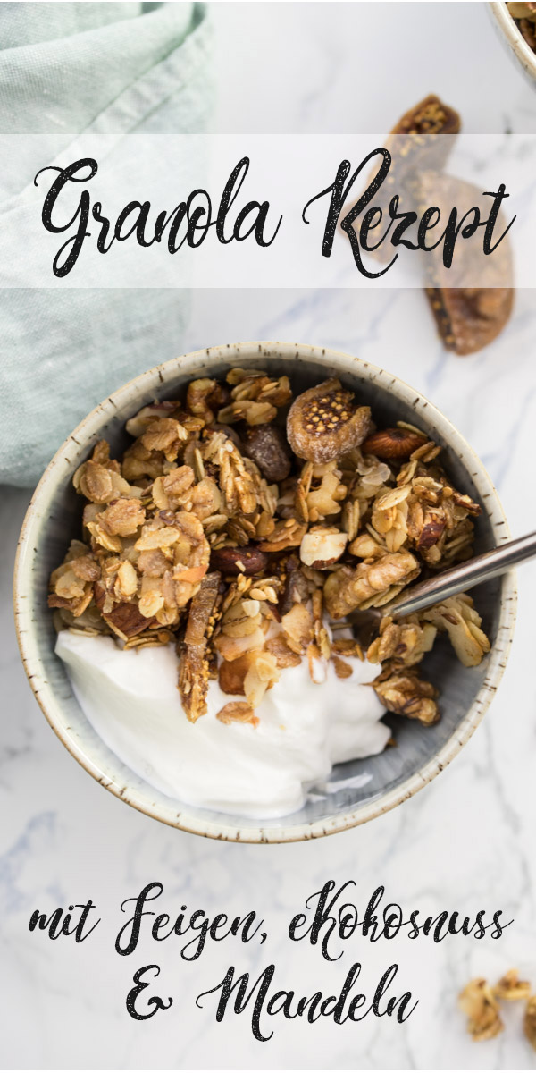 Knuspermüsli Rezept (Granola) mit Feigen, Kokosnuss und Nüssen