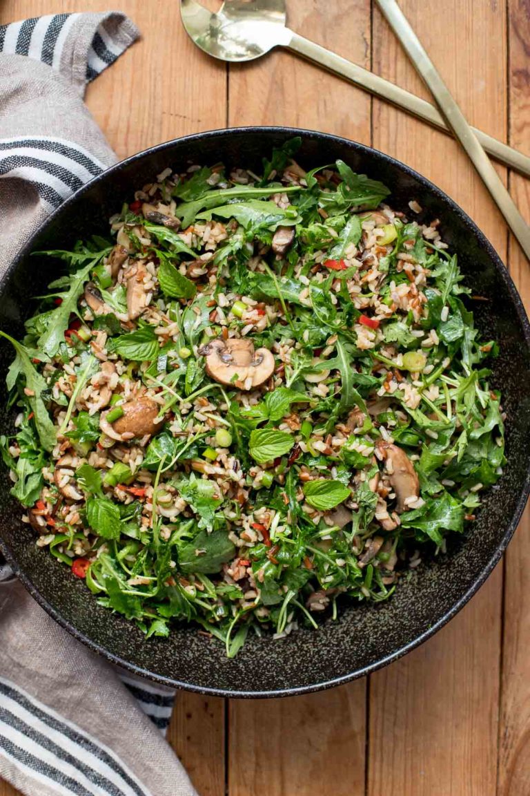Bunter Reissalat mit Champignons und Kräuter Rezept