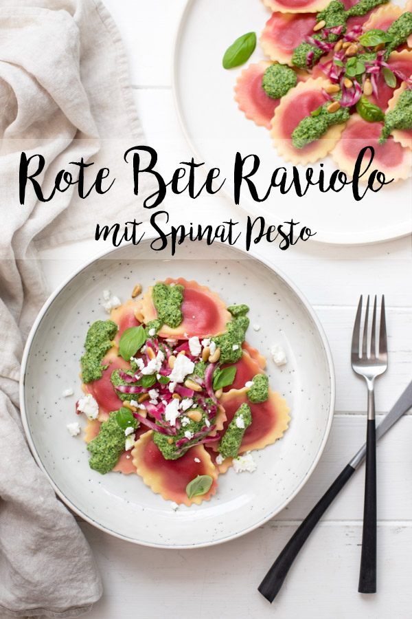 Rote‐Bete‐Raviolo mit Spinat-Pesto Rezept