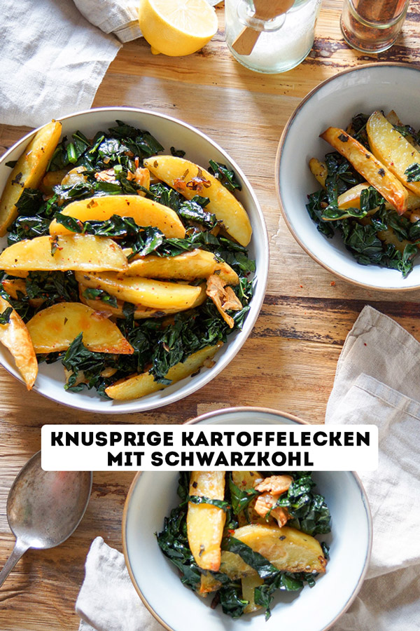 Knusprige Kartoffelecken mit Schwarzkohl Rezept