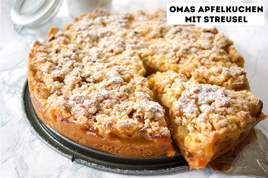 Omas Apfelkuchen mit Streusel (Apfelkrümel) Rezept