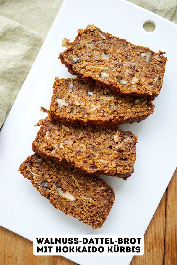 Walnuss-Dattel-Brot mit Hokkaido Kürbis (vegan + glutenfrei)