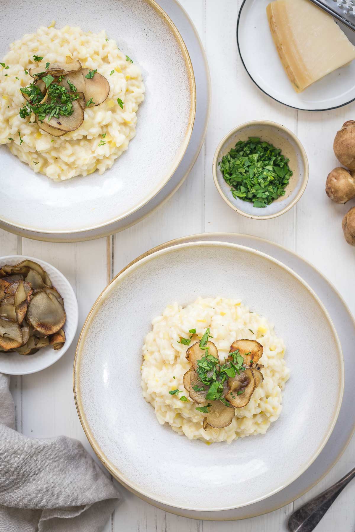 Lauch-Risotto mit gebratener Topinambur-Topping Rezept