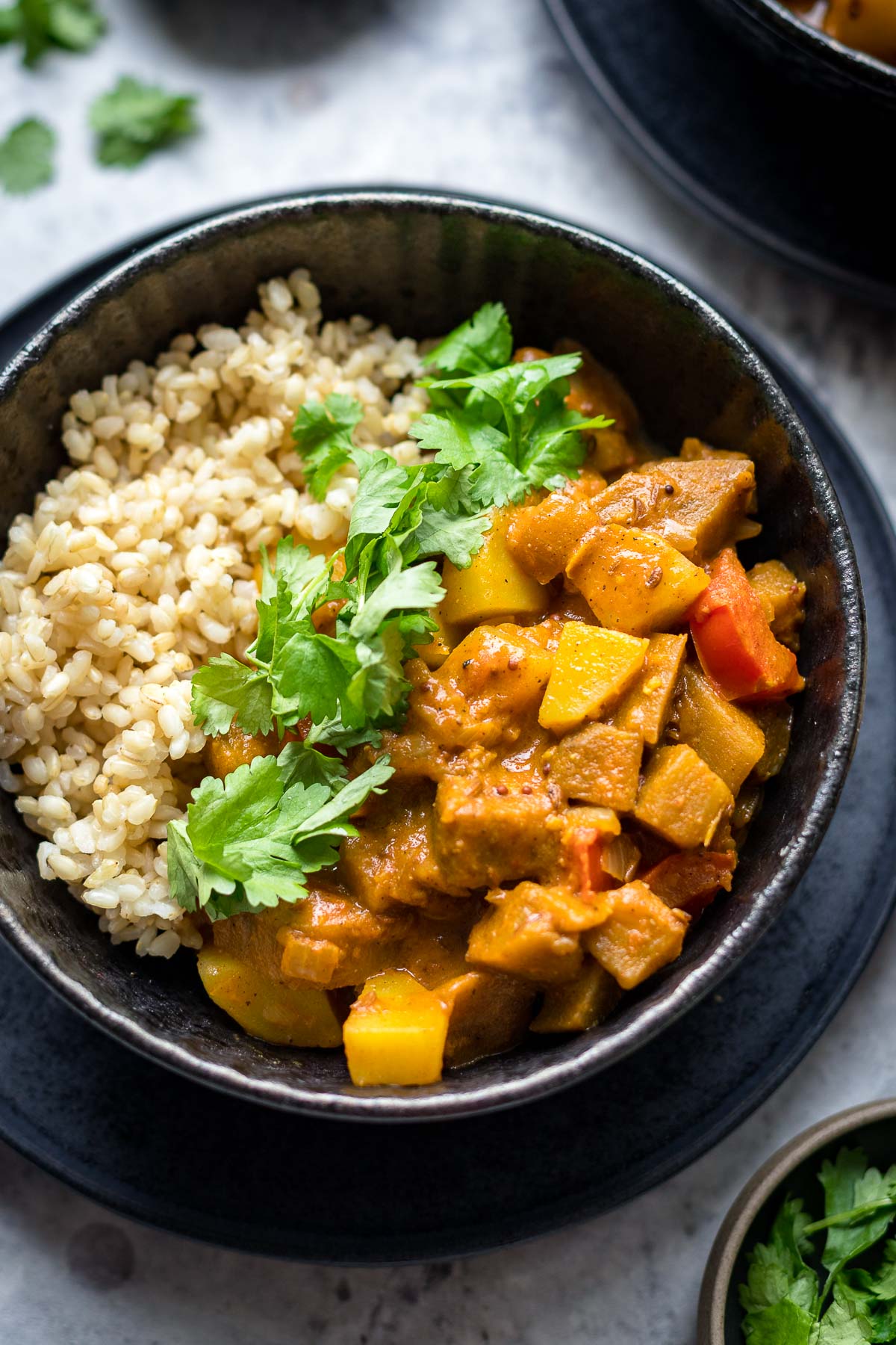 Original Indisches Curry mit Aubergine und Kartoffeln