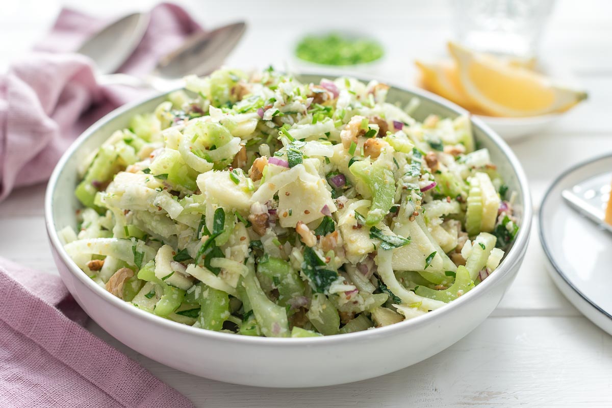 Sellerie Salat mit Apfel, Fenchel mit Parmesan
