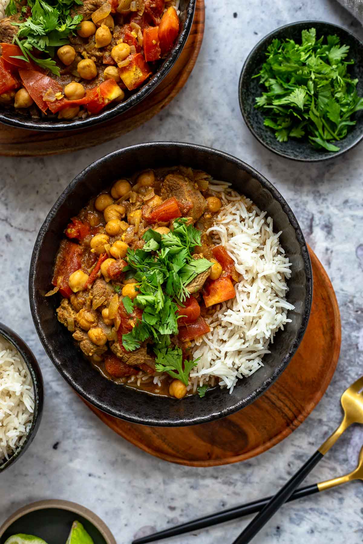 Lamm Curry mit Kichererbsen und Tomaten