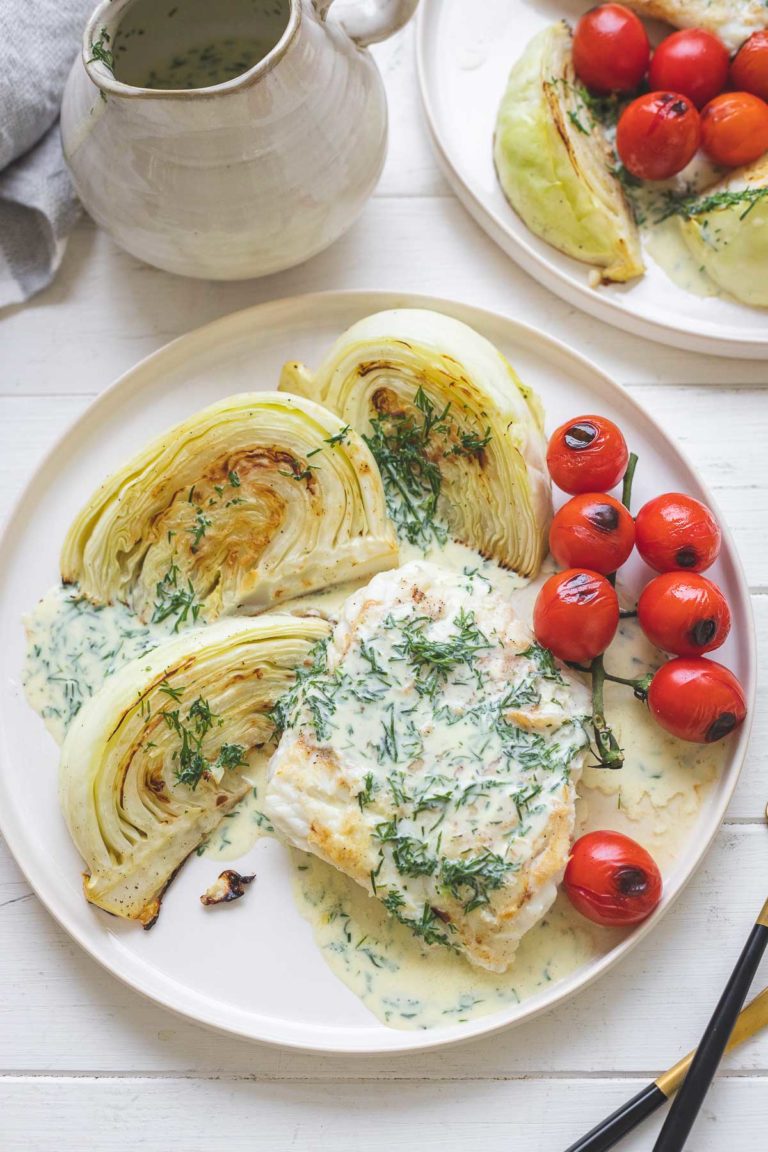 Gegrillter Lengfisch & Kohl mit Buttermilch-Senf-Dill-Soße