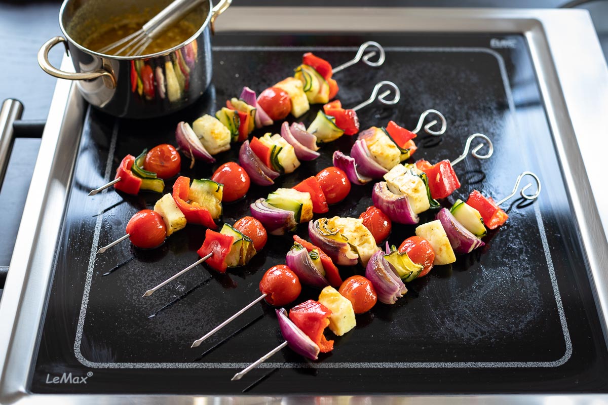 Halloumi and Vegetable Skewers