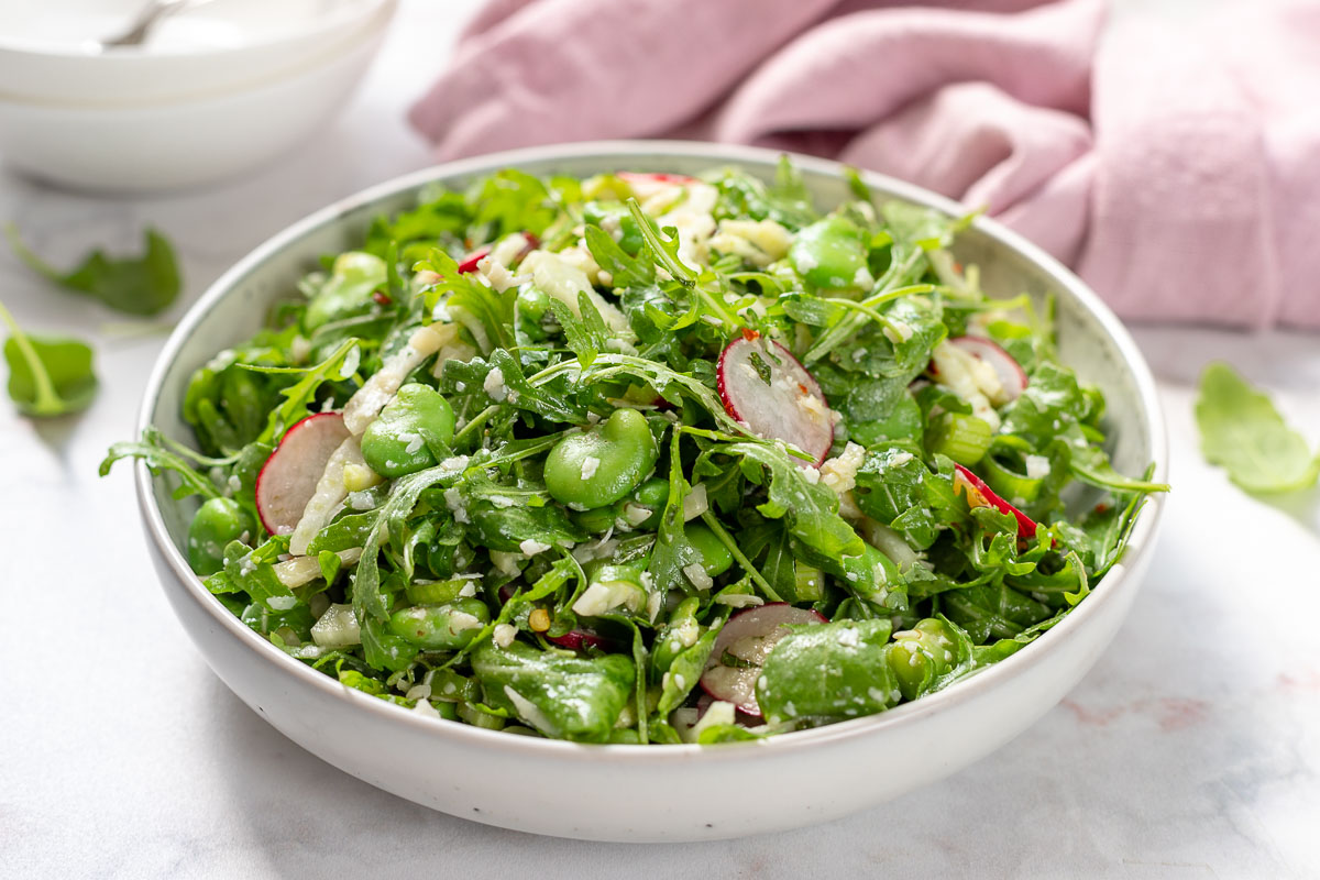 Frischer Dicke Bohnen Salat mit Rucola & Fenchel