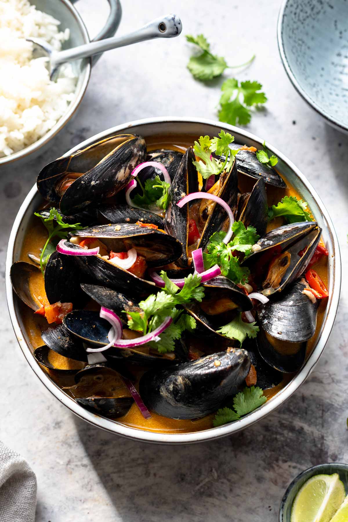 Miesmuscheln in Kokos Curry Sud