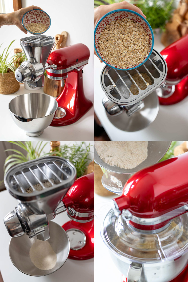 Hafermehl selbe machen mit Kitchenaid Mühle