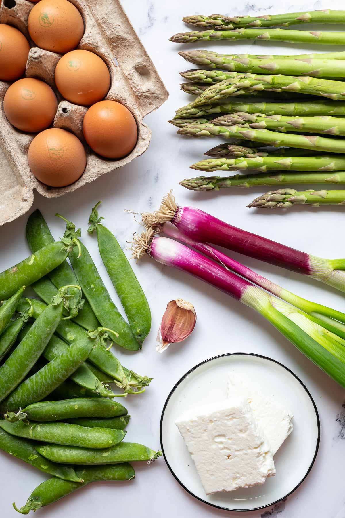 Asparagus Frittata with Peas and Feta Ingredients