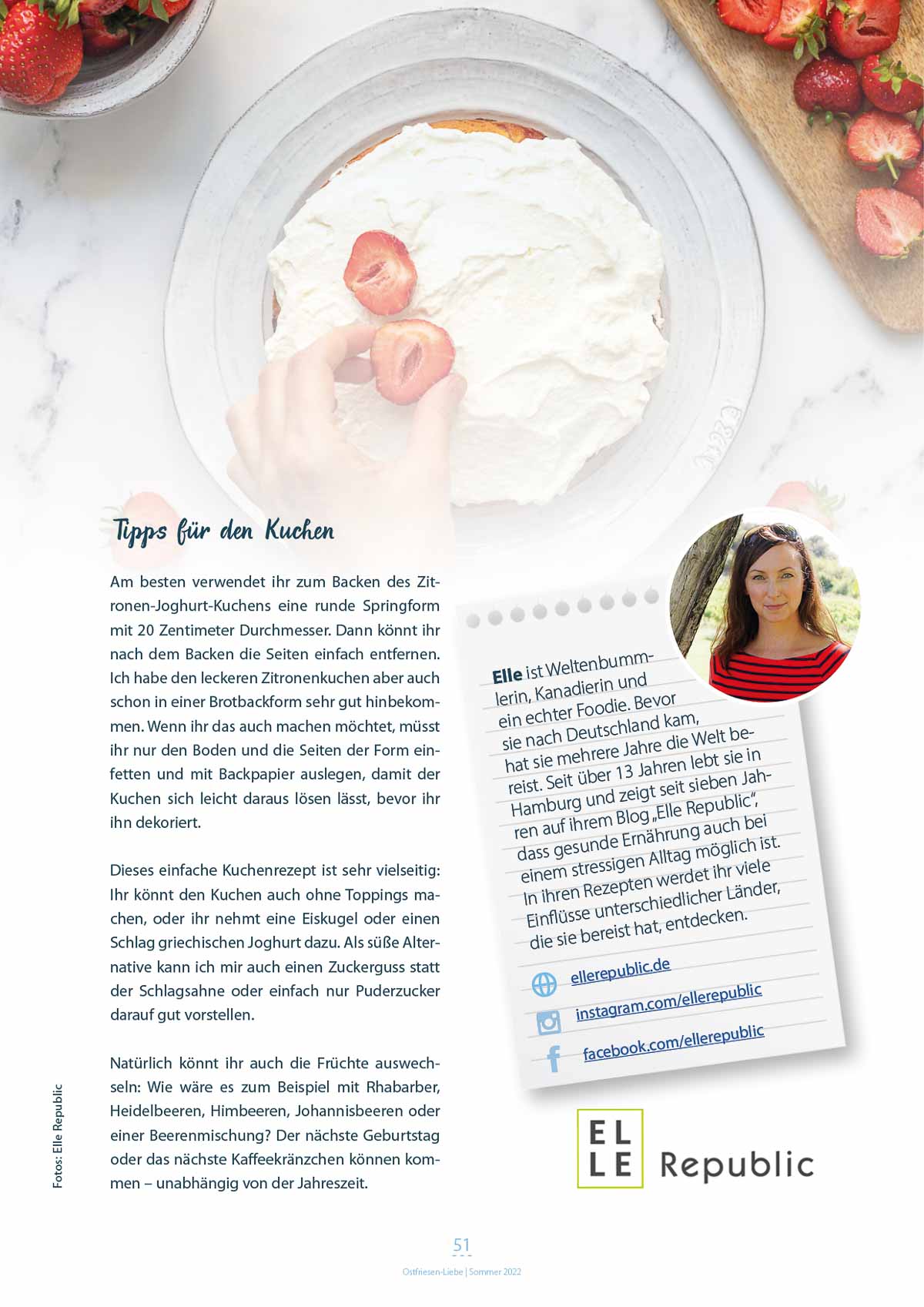 Die Sommerausgabe von Ostfriesen-Liebe Magazin und Rezept von Elle Republic