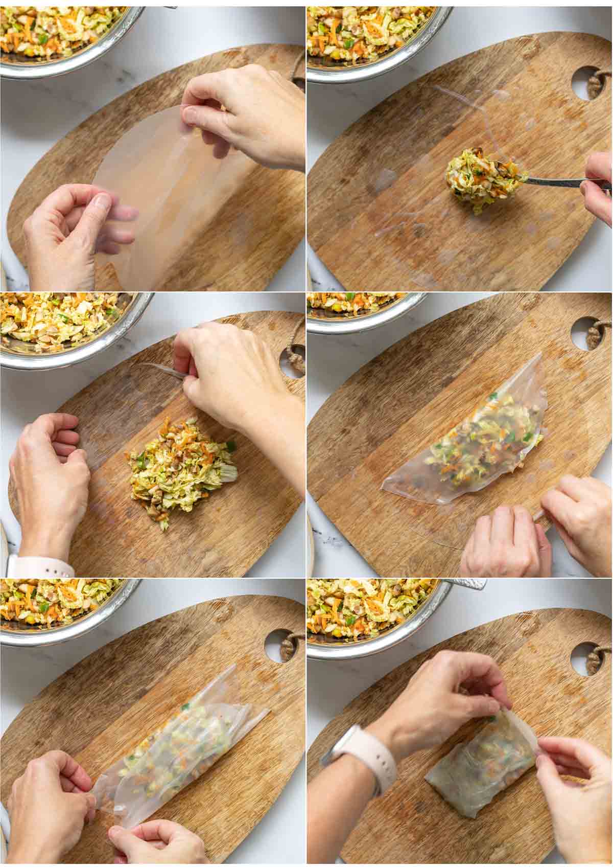 Schritte für Reispapier Dumplings