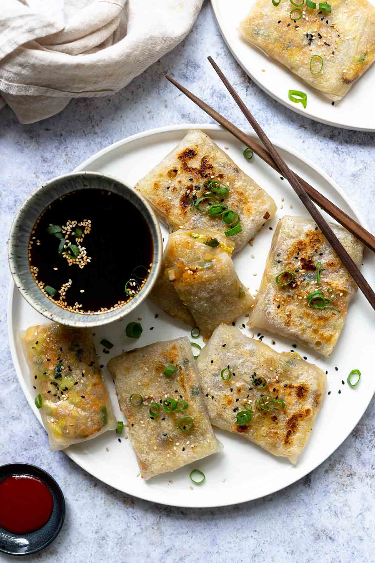 Reispapier Dumplings mit Pilze und Gemüsefüllung Rezept