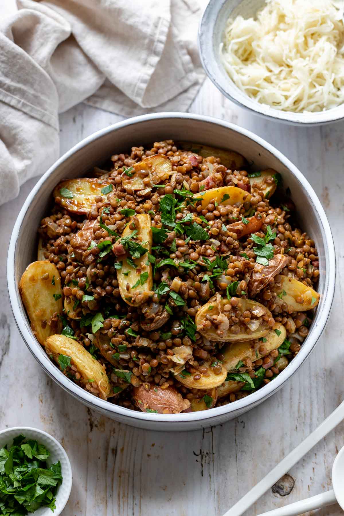 Linsen-Salat mit Ofenkartoffeln