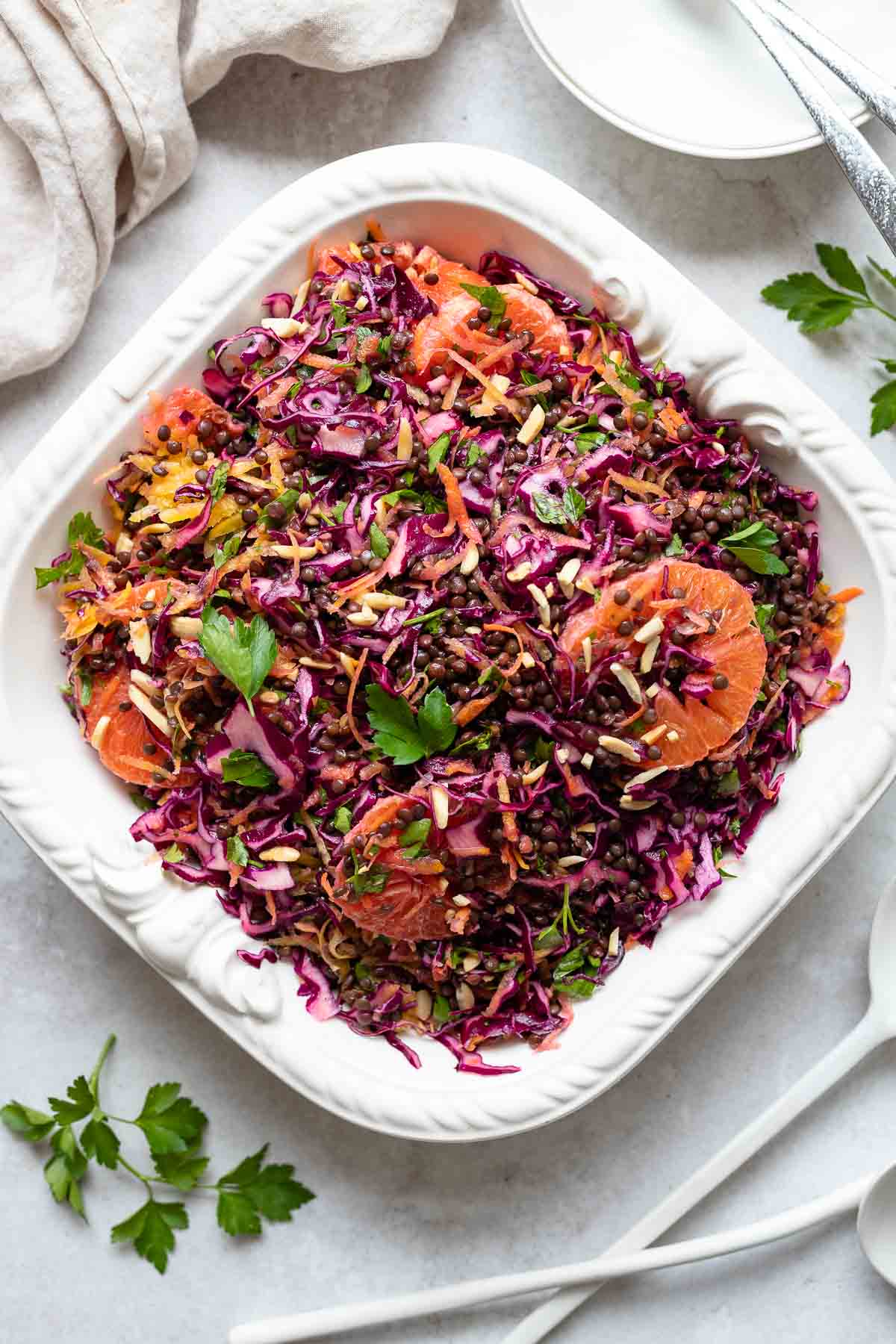 Linsensalat mit Orange & Zitrus-Ingwer Dressing