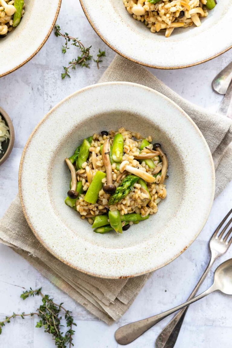 Graupenrisotto Rezept mit Pilzen und Spargel