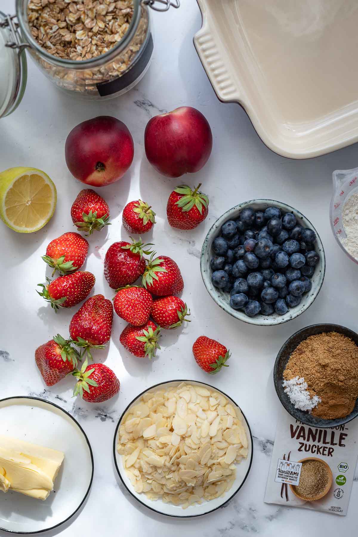 Zutaten für Beeren Crumble Rezept