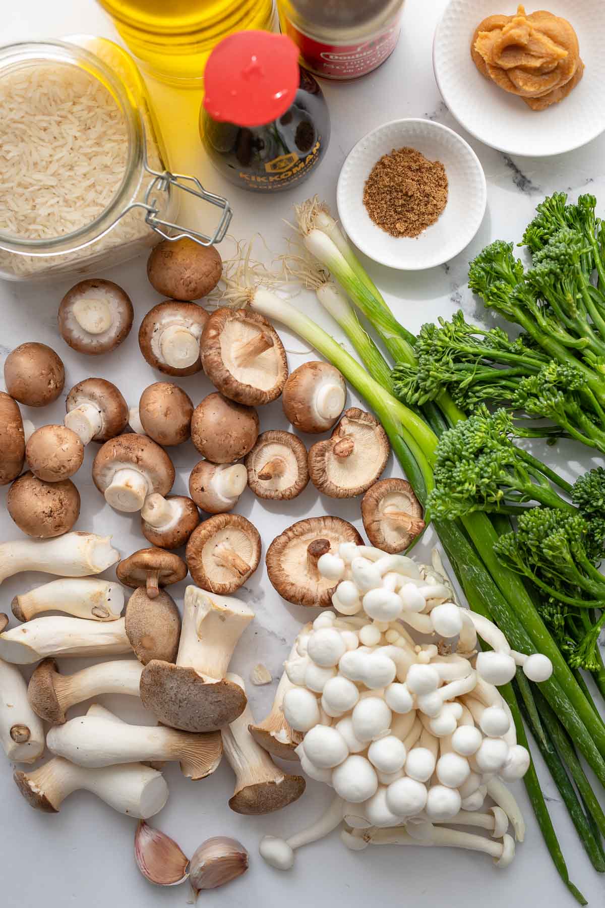 Zutaten für Geröstete Miso-Pilze