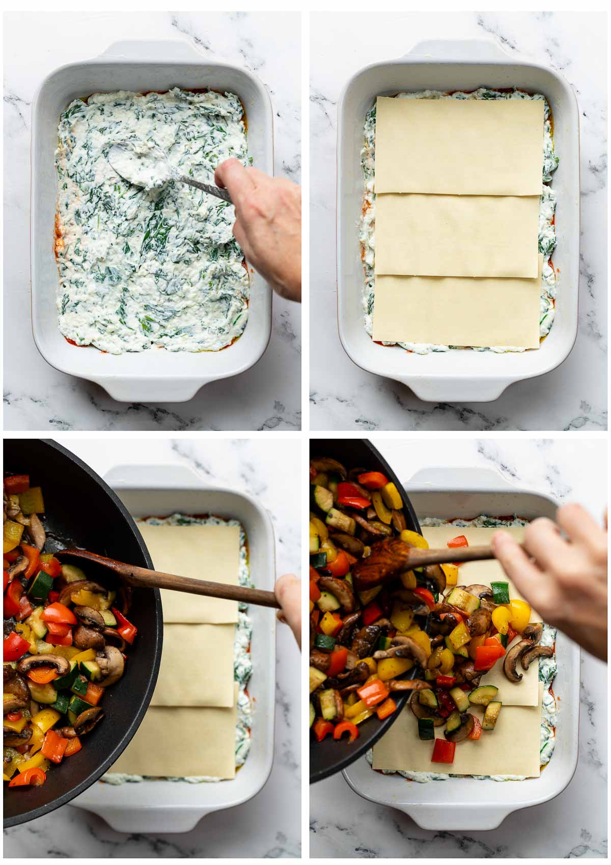Gemüse-Lasagne Vorbereitungs-Schritte