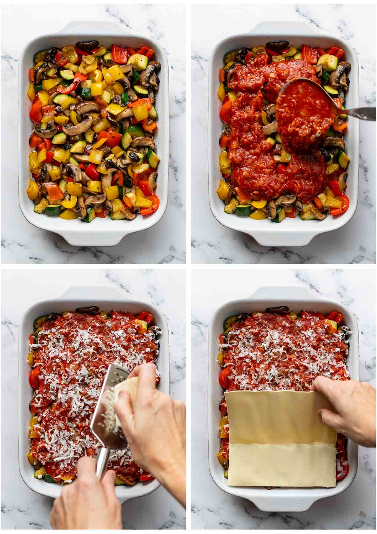 Gemüse-Lasagne Vorbereitungs-Schritte