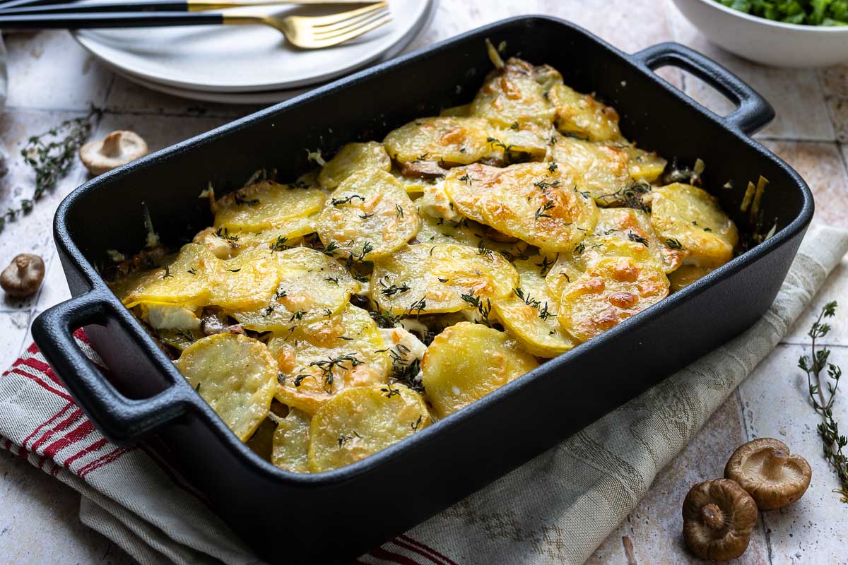 Potato and Mushroom Gratin with Goat’s Cheese